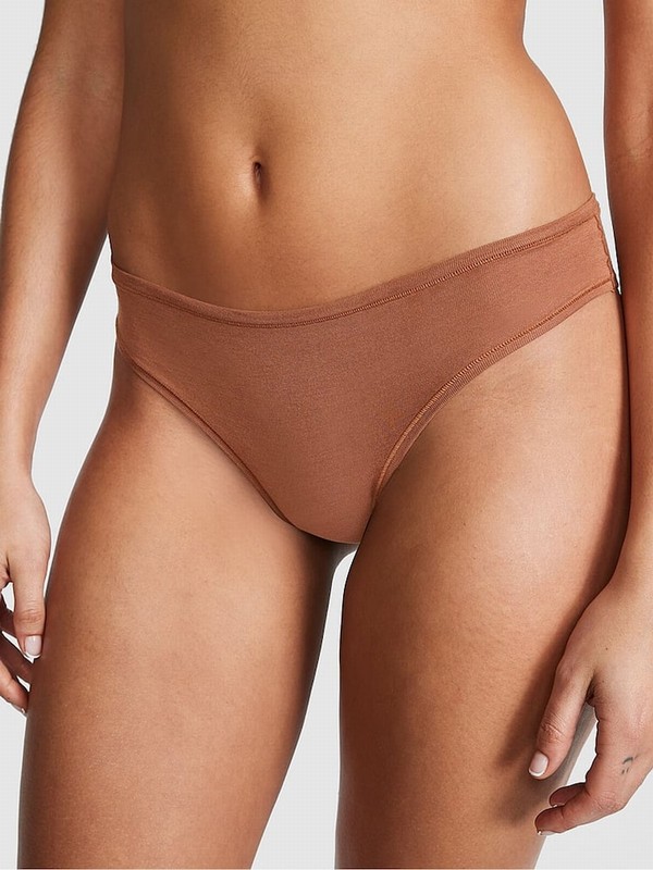 Beige Victoria Secret Caramel Nude Cheeky Cotton Cheeky Underwear | GLKWM6783