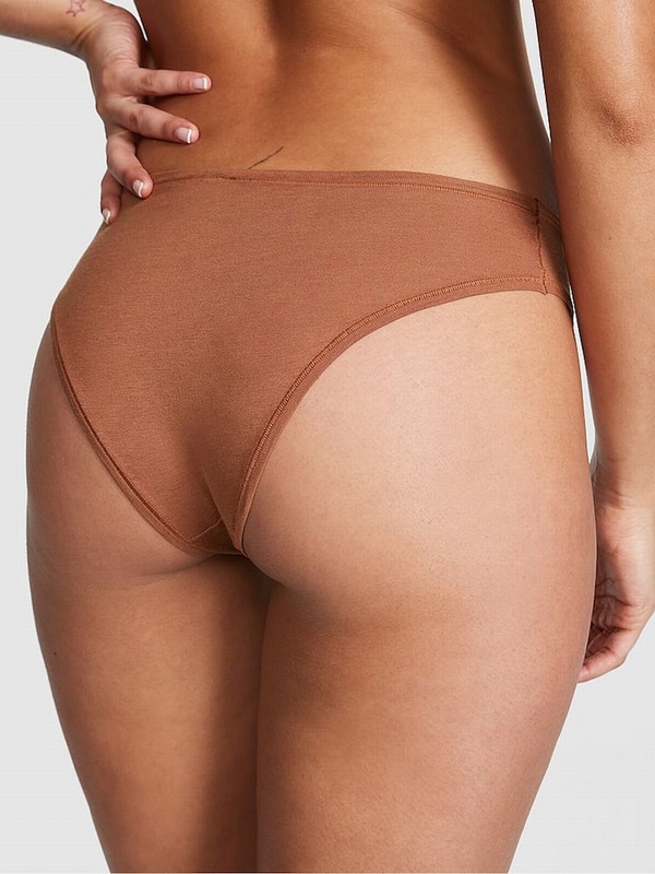 Beige Victoria Secret Caramel Nude Cheeky Cotton Cheeky Underwear | GLKWM6783