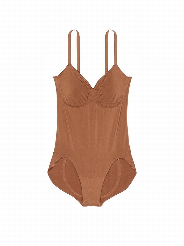 Beige Victoria Secret Caramel Nude Seamless Shaping™ Bodysuit Underwear | FUXGZ3481