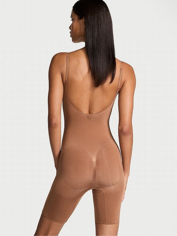 Beige Victoria Secret Caramel Nude Seamless Shaping™ Mid Thigh Bodysuit Underwear | OZWEK9257