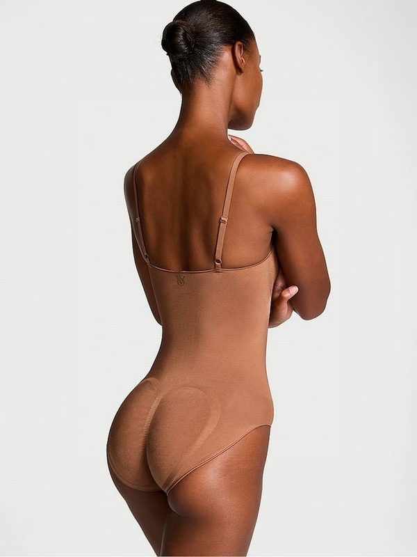 Beige Victoria Secret Caramel Nude Seamless Shaping™ Bodysuit Lingerie | FOMXV3409