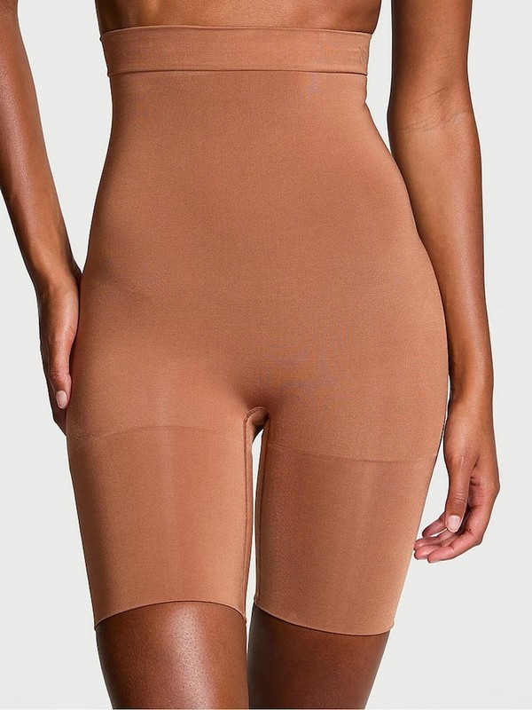Beige Victoria Secret Caramel Nude Seamless Shaping™ High Waist Underwear | HWTCF0354