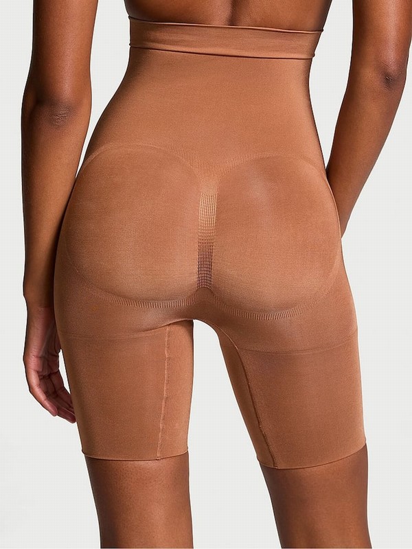 Beige Victoria Secret Caramel Nude Seamless Shaping™ High Waist Underwear | HWTCF0354