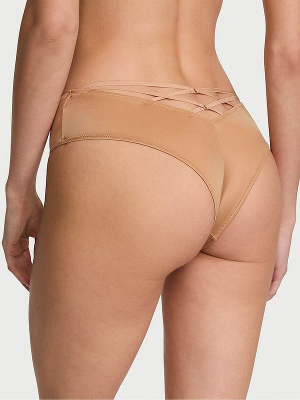 Beige Victoria Secret Champagne Nude Cheeky Underwear | FQAXU9458