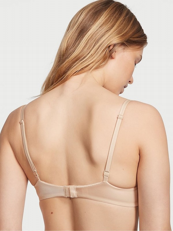Beige Victoria Secret Champagne Nude Smooth Plunge Push Up Bras | CAKMH7815