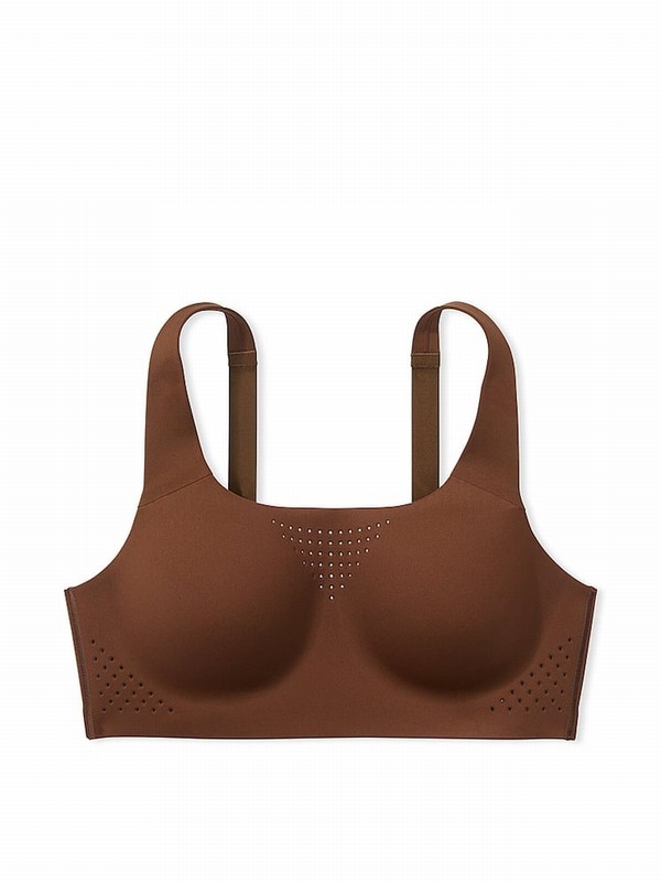 Beige Victoria Secret Ganache Nude Back Close VSX Featherweight™ Max High Support Sports Bra | NOWXR9728