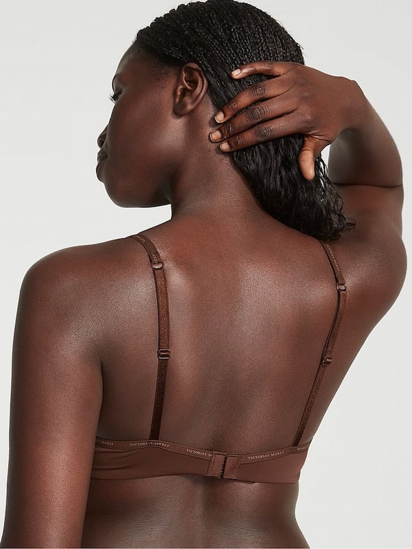 Beige Victoria Secret Ganache Nude Mini Logo Non WiLightly Lined Bras | GUDPB6790
