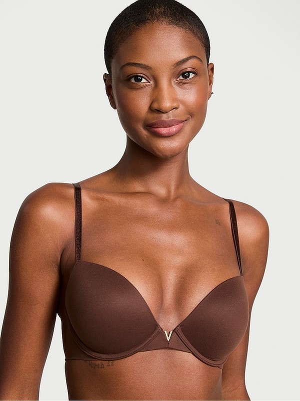 Beige Victoria Secret Ganache Nude Push Up Smooth Bras | BPWZN4127