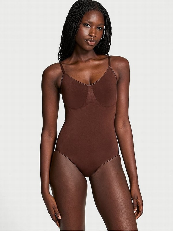 Beige Victoria Secret Ganache Nude Seamless Shaping™ Bodysuit Lingerie | TYHUQ4859