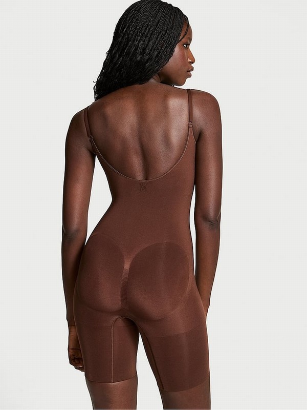 Beige Victoria Secret Ganache Nude Seamless Shaping™ Mid Thigh Bodysuit Lingerie | KDSXR5694