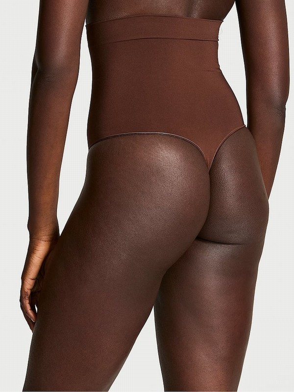 Beige Victoria Secret Ganache Nude Thong Seamless Shaping™ High Waist Underwear | HJDOF5920