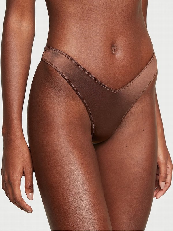Beige Victoria Secret Ganache Nude Thong Underwear | DVFPT5432