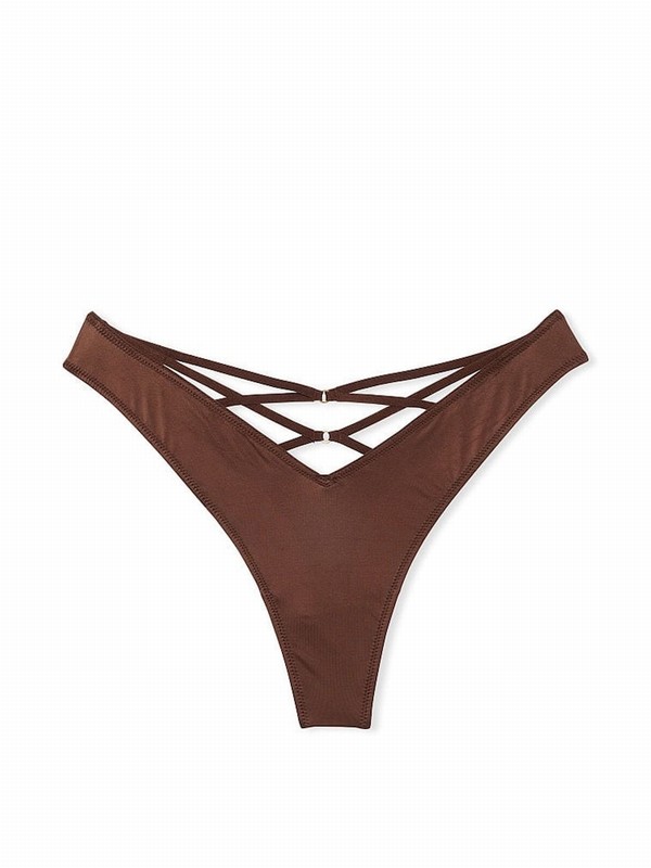 Beige Victoria Secret Ganache Nude Thong Underwear | DVFPT5432