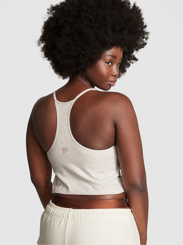 Beige Victoria Secret Heather Oatmeal Cotton Jersey Tops | RKQXH8432