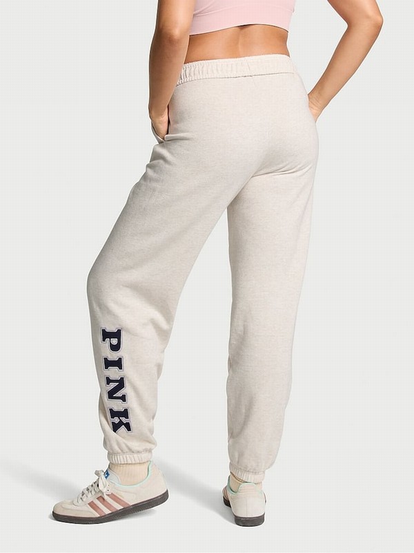 Beige Victoria Secret Heather Oatmeal Cuffed Fleece Joggers | XAONC7158
