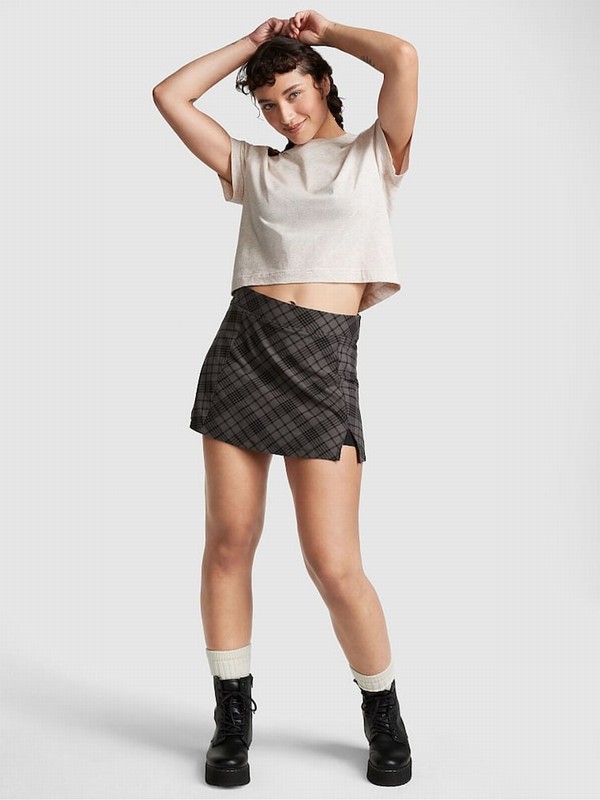 Beige Victoria Secret Heather Oatmeal Sleeve Shrunken T Shirts | MIJEW8342