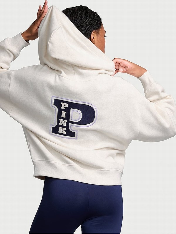 Beige Victoria Secret Heather Oatmeal Zip Up Fleece Hoodie | AFDRO7623