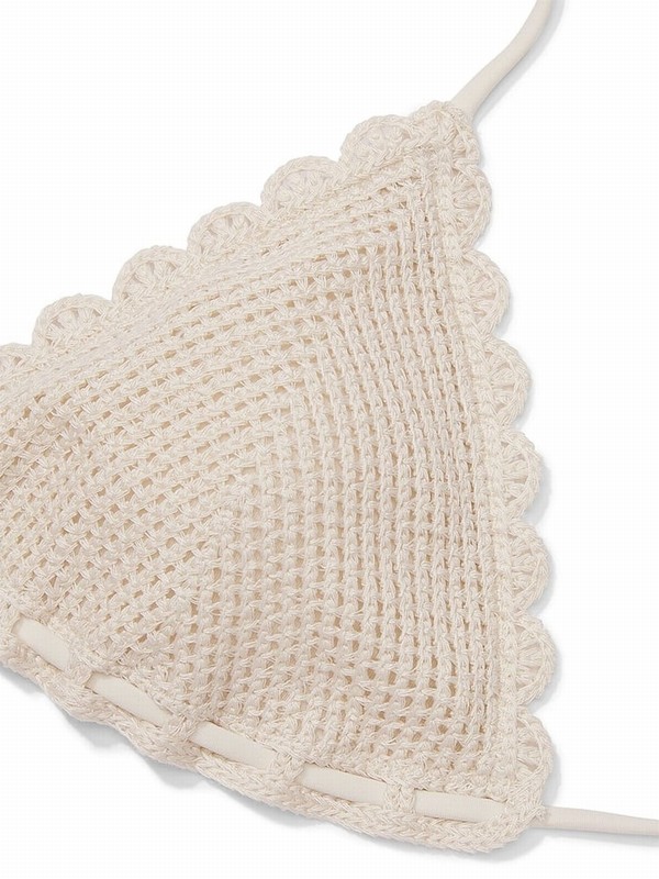 Beige Victoria Secret Linen Nude Crochetsuit Swimsuits | OHMSG2865