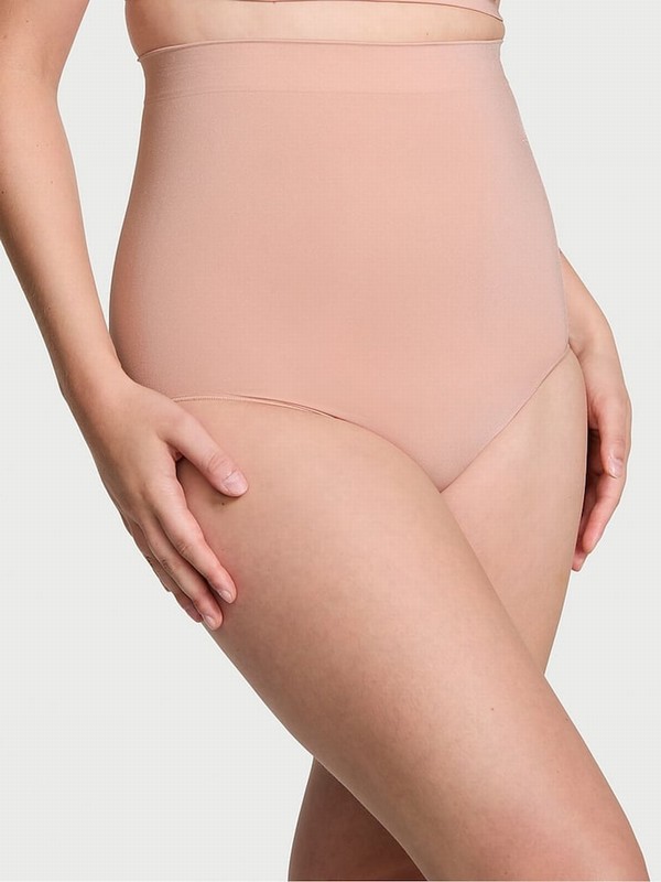Beige Victoria Secret Macaron Nude Brief Seamless Shaping™ High Waist Underwear | QJRMU5620