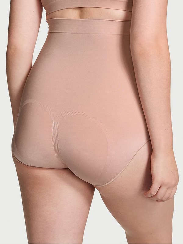 Beige Victoria Secret Macaron Nude Brief Seamless Shaping™ High Waist Underwear | QJRMU5620