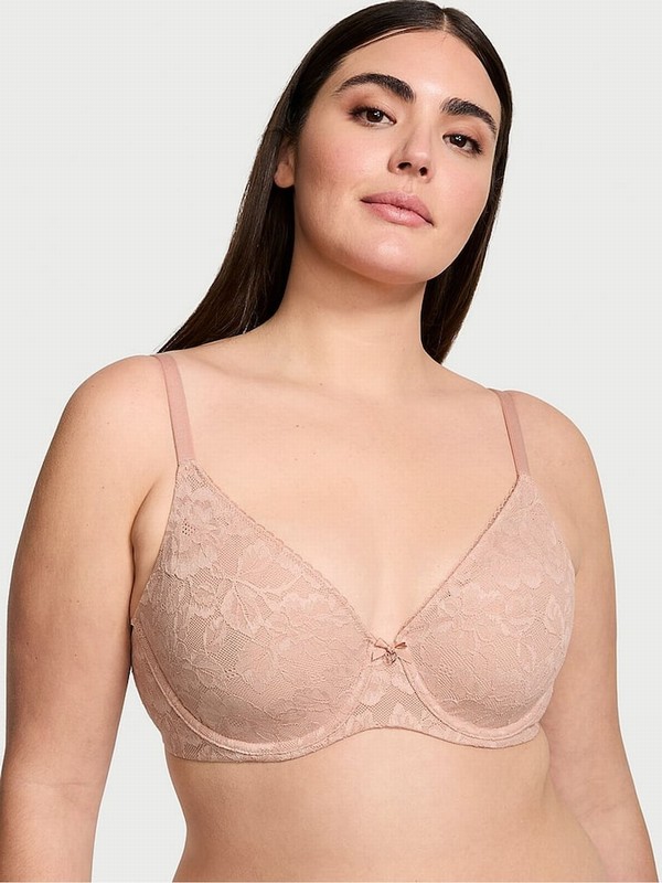 Beige Victoria Secret Macaron Nude Lace Minimiser Invisible Lift Minimiser Bras | XLRAJ6718