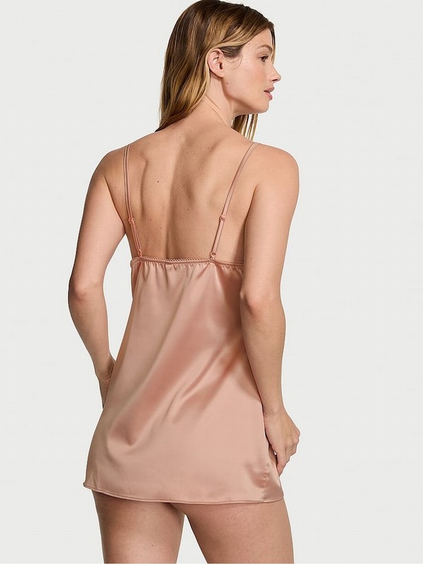 Beige Victoria Secret Macaron Nude Slip Nightwear | MBQWL5043