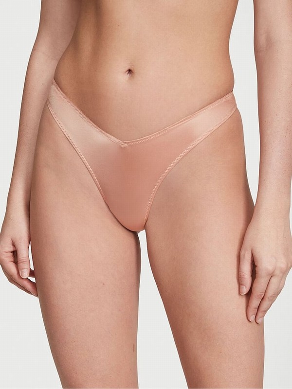 Beige Victoria Secret Macaron Nude Thong Underwear | YJKMD6350