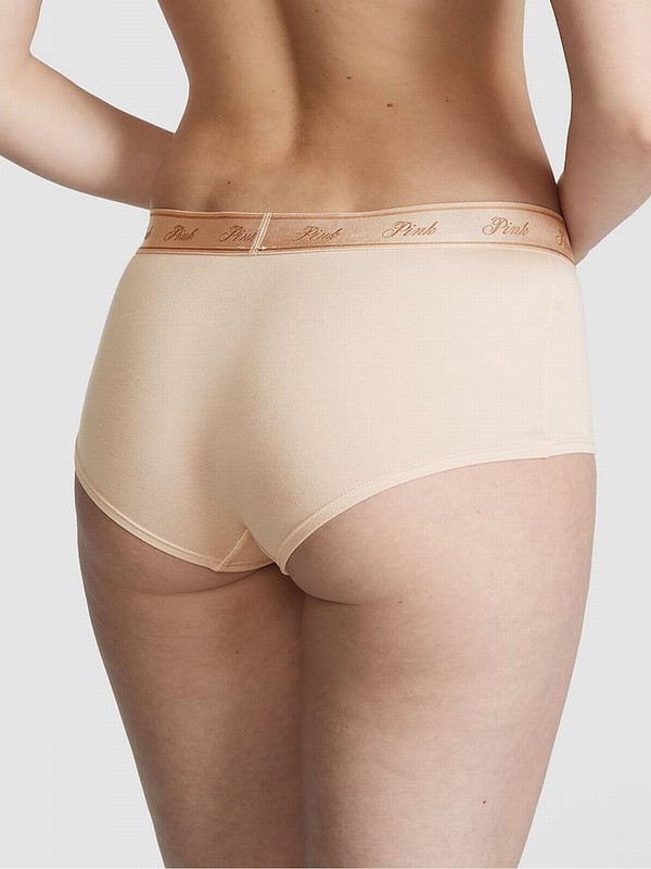 Beige Victoria Secret Marzipan Nude Cotton Logo Underwear | RZCJV9618