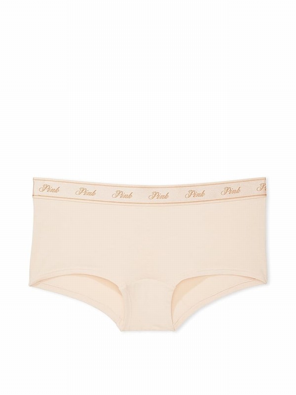 Beige Victoria Secret Marzipan Nude Cotton Logo Underwear | RZCJV9618