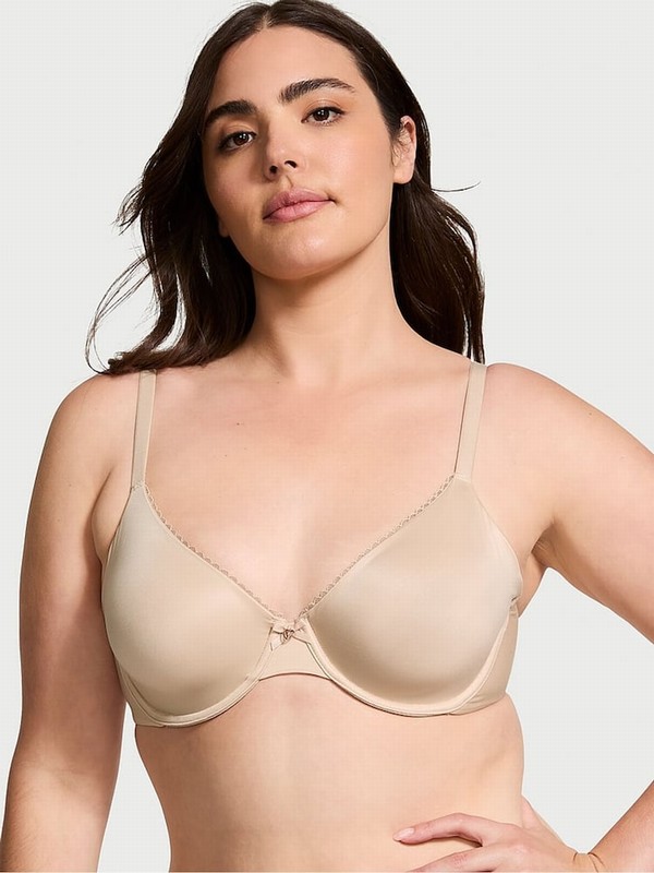 Beige Victoria Secret Marzipan Nude Demi Invisible Lift Minimiser Bras | MHASW2351