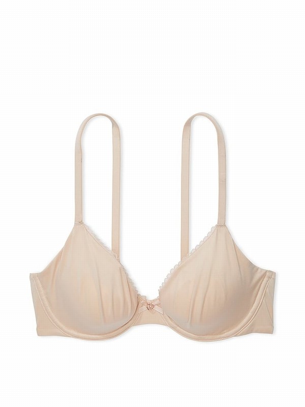 Beige Victoria Secret Marzipan Nude Demi Invisible Lift Minimiser Bras | MHASW2351