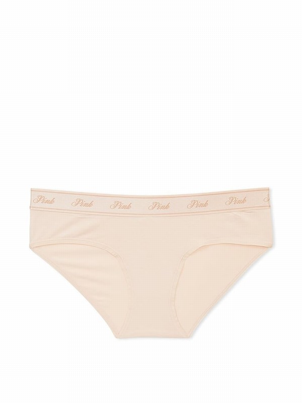 Beige Victoria Secret Marzipan Nude Hipster Cotton Logo Underwear | CQLGS0819