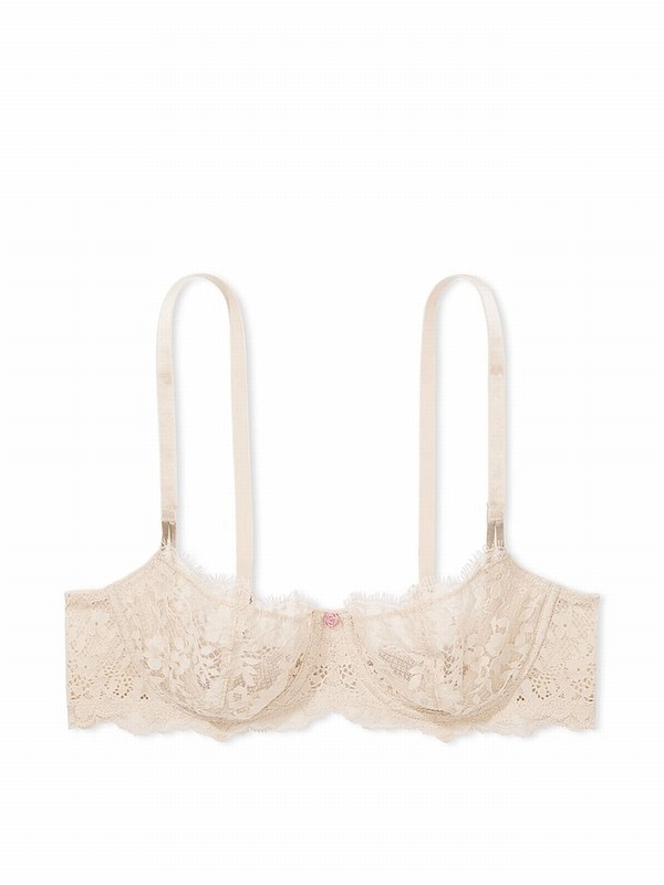 Beige Victoria Secret Marzipan Nude Lace Unlined Balcony Bras | FOLNA3679