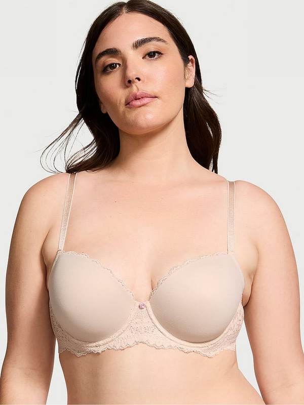 Beige Victoria Secret Marzipan Nude Lightly Lined Demi Bras | TRBPA2369