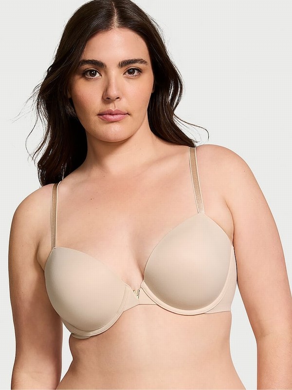 Beige Victoria Secret Marzipan Nude Lightly Lined Demi Smooth Bras | QZAUP9348