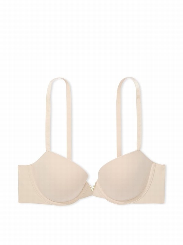 Beige Victoria Secret Marzipan Nude Lightly Lined Demi Smooth Bras | QZAUP9348