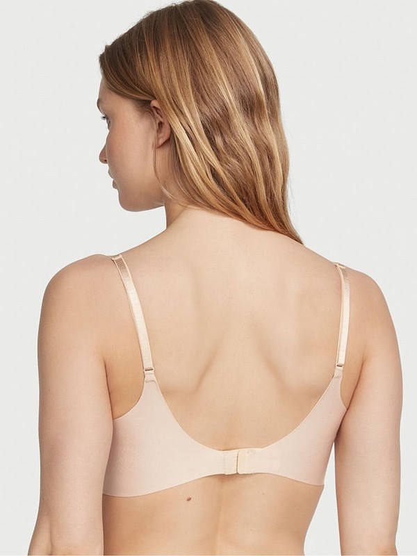 Beige Victoria Secret Marzipan Nude Plunge Smooth Plunge Low Back Bras | DKQJG1065