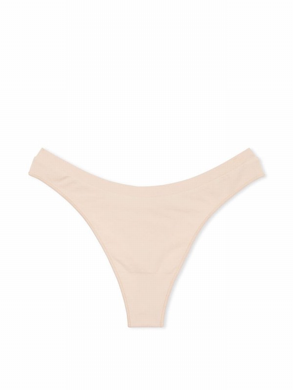 Beige Victoria Secret Marzipan Nude Seamless Thong Underwear | RYBLV4679