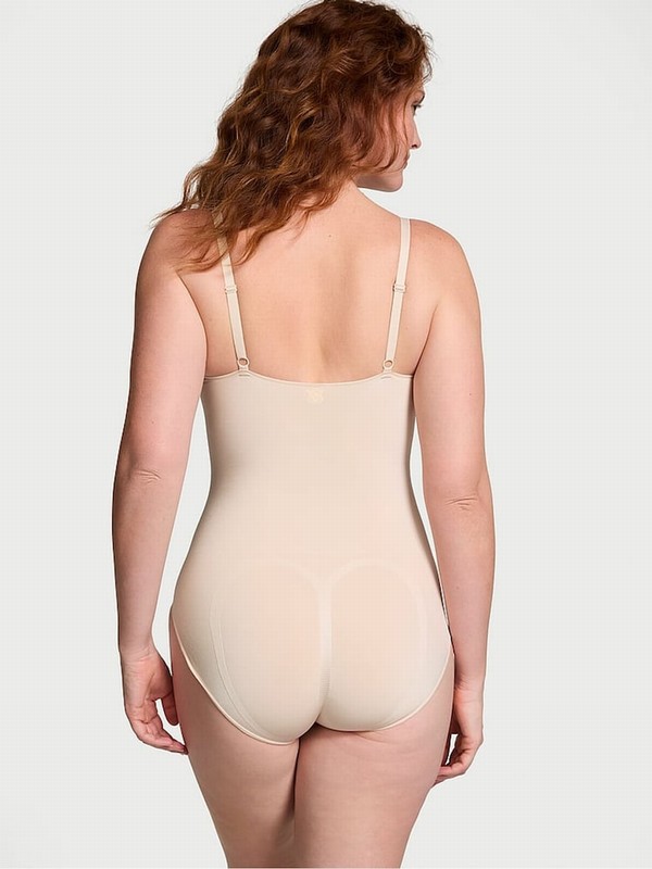 Beige Victoria Secret Marzipan Nude Seamless Shaping™ Bodysuit Underwear | DALUH4530