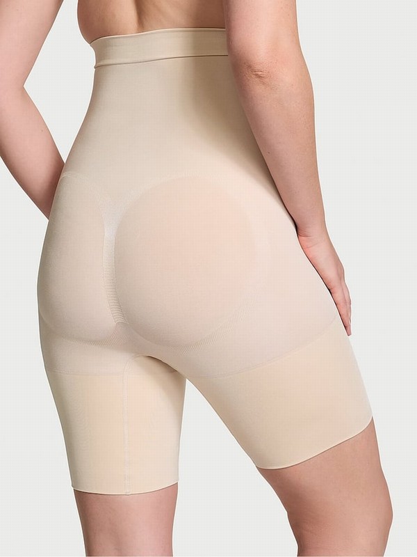 Beige Victoria Secret Marzipan Nude Seamless Shaping™ High Waist Underwear | OIXUS2173