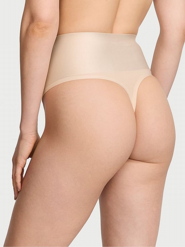 Beige Victoria Secret Marzipan Nude Smooth Thong Shaping Lingerie | TBHLY4983