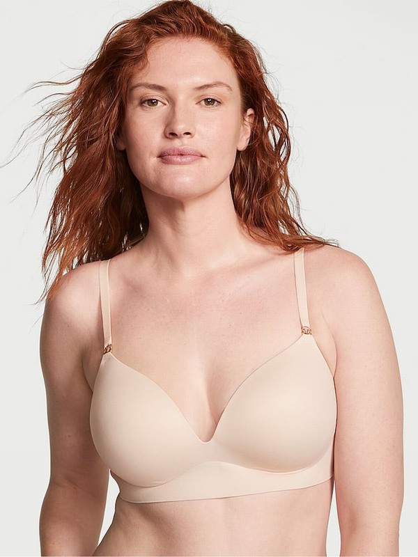 Beige Victoria Secret Marzipan Nude Smooth Non WiPush Up Bras | ZDXGW2148