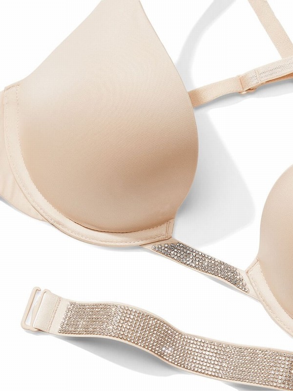 Beige Victoria Secret Marzipan Nude Smooth Plunge Shine Multiway Bras | TUNDV3504