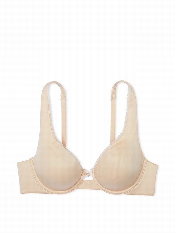 Beige Victoria Secret Marzipan Nude Smooth Unlined Demi Invisible Lift Minimiser Bras | XMAET1420