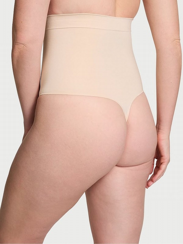 Beige Victoria Secret Marzipan Nude Thong Seamless Shaping™ High Waist Underwear | IPKGB4631