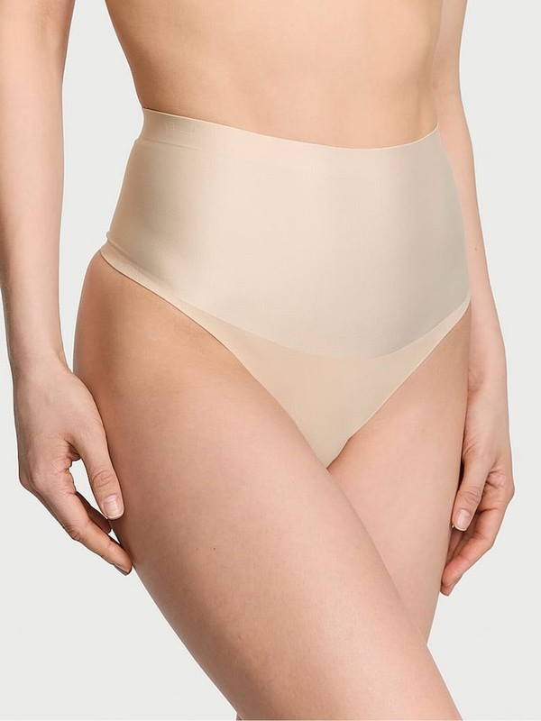 Beige Victoria Secret Marzipan Nude Thong Shaping Underwear | NQFUD3725