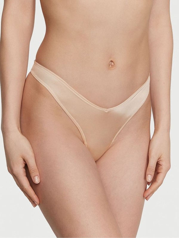 Beige Victoria Secret Marzipan Nude Thong Underwear | NUPTW6301