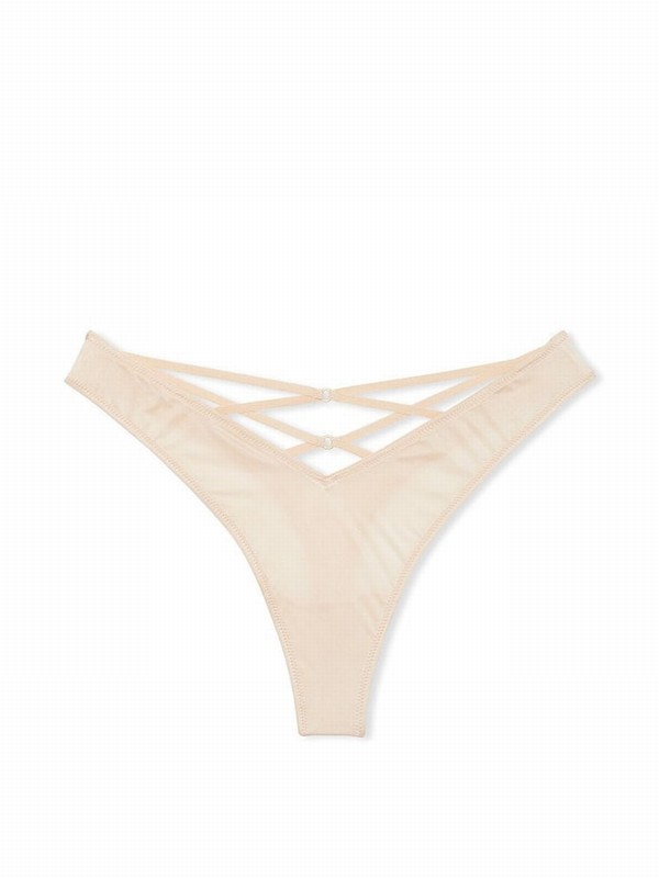 Beige Victoria Secret Marzipan Nude Thong Underwear | NUPTW6301