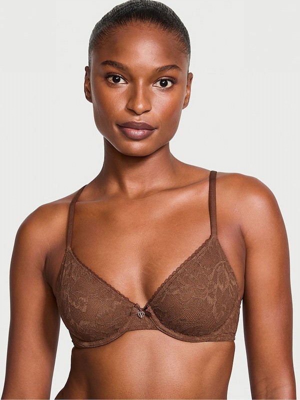 Beige Victoria Secret Mousse Nude Lace Demi Invisible Lift Minimiser Bras | BNFZT1568