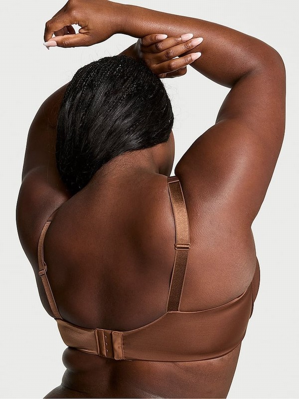 Beige Victoria Secret Mousse Nude Smooth Push Up Shine Strap Bras | RCXYM5497